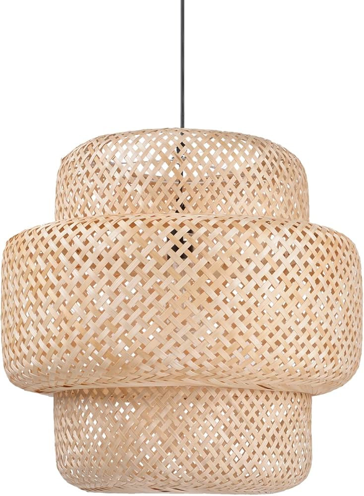 Arturesthome Bamboo Pendant Light for Kitchen Island, Home Decor Lampshade Chandeliers, Handmade ... | Amazon (US)