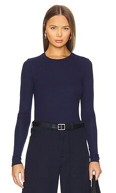 Goldie Ribbed Long Sleeve Tee in Navy from Revolve.com | Revolve Clothing (Global)