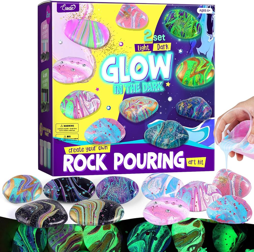 2 in 1 Rock Painting Art Kit - Glow in The Dark Pouring Rock Kit - Arts and Crafts for Kids Girls... | Amazon (CA)