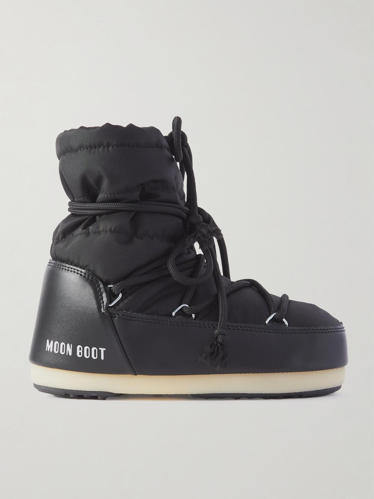 Moon Boot - Icon Light Low Shell And Faux Leather Snow Boots - Black | NET-A-PORTER (US)