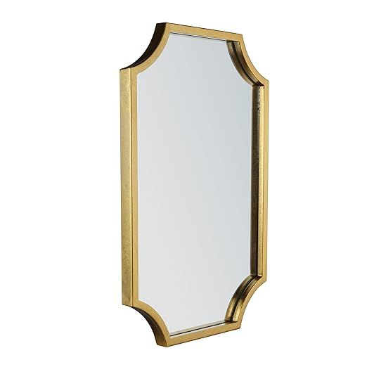 Hamilton Hills Metal Framed 16x24 inch Gold Scalloped Mirror | Small Rectangle Decorative Mirrors... | Amazon (US)