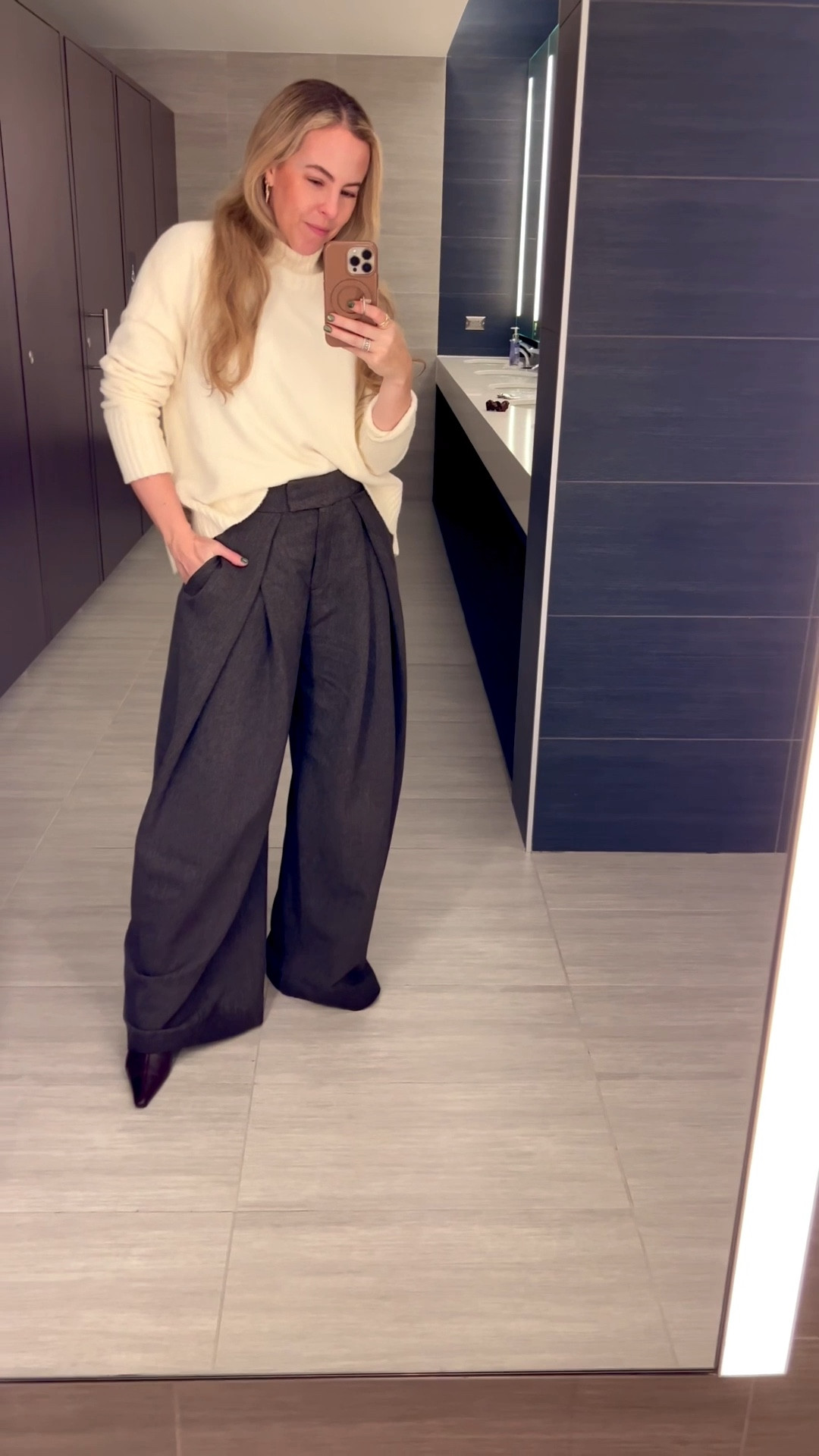 The cut on these Zara pants is just fantastic - instant compliments!  The wide leg really calls for a shoe that can hold its own and these Mango boots have the perfect toe to peep out from underneath.

Zara pants code 0/8779/766/716/02

#LTKOver40 #LTKWorkwear