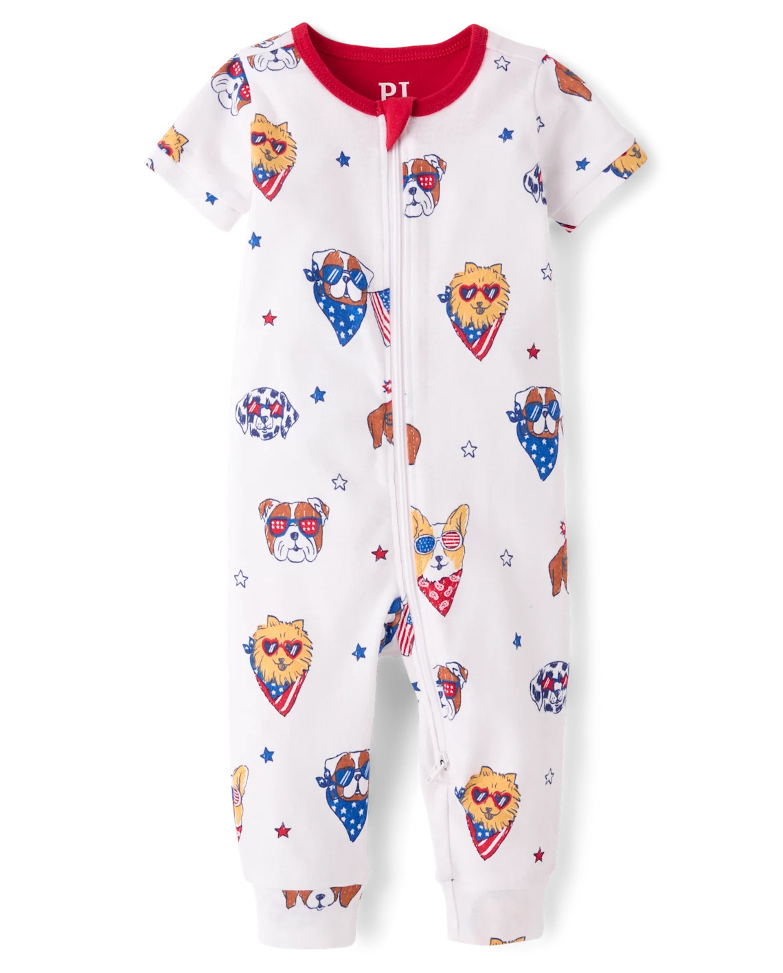 Baby And Toddler Americana Dogs Snug Fit Cotton One Piece Pajamas - white | The Children's Place