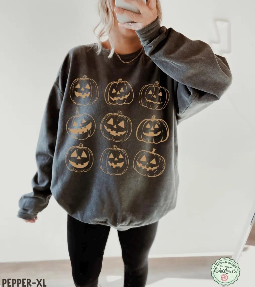 Comfort Colors® Pumpkin Sweatshirt, Halloween Sweatshirt, Jack O Lantern Shirt, Spooky Season, Fall Sweater, Pumpkin Season, Trick or Treat | Etsy (Global)