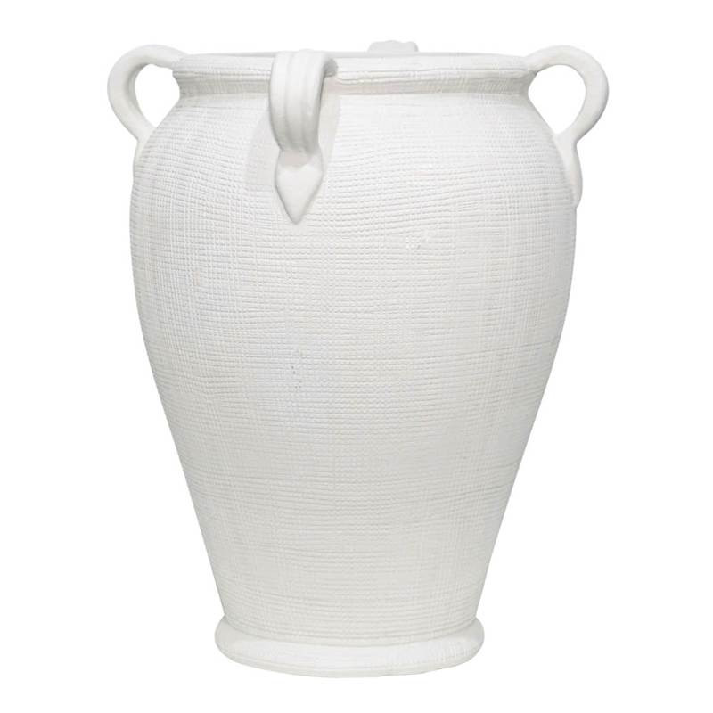 White Ceramic Vase with Handles, 15.7" | At Home