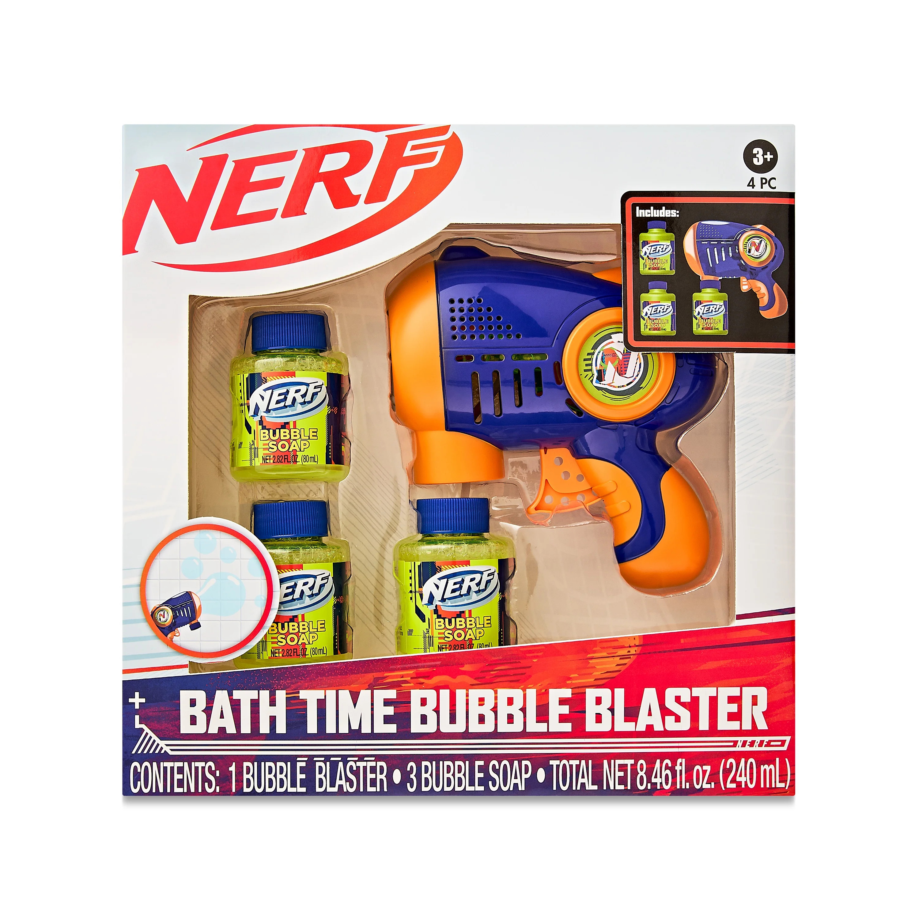 Nerf Bath Time Bubble Blaster Bath Set, 3 Pieces, Child Age 3+ | Walmart (US)