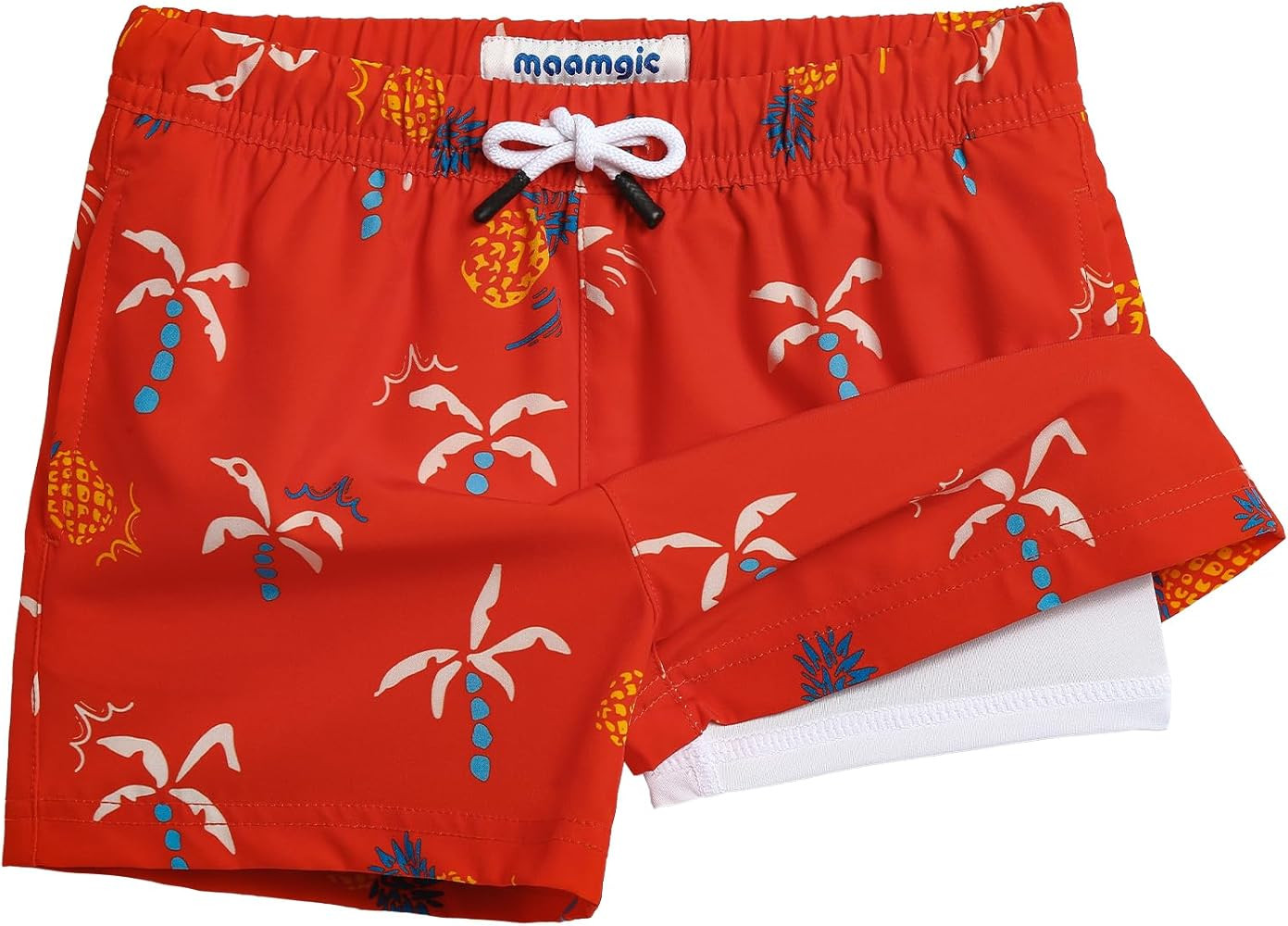 maamgic Boys Swim Trunks with Compression Liner Toddler Stretch Swim Shorts | Amazon (US)