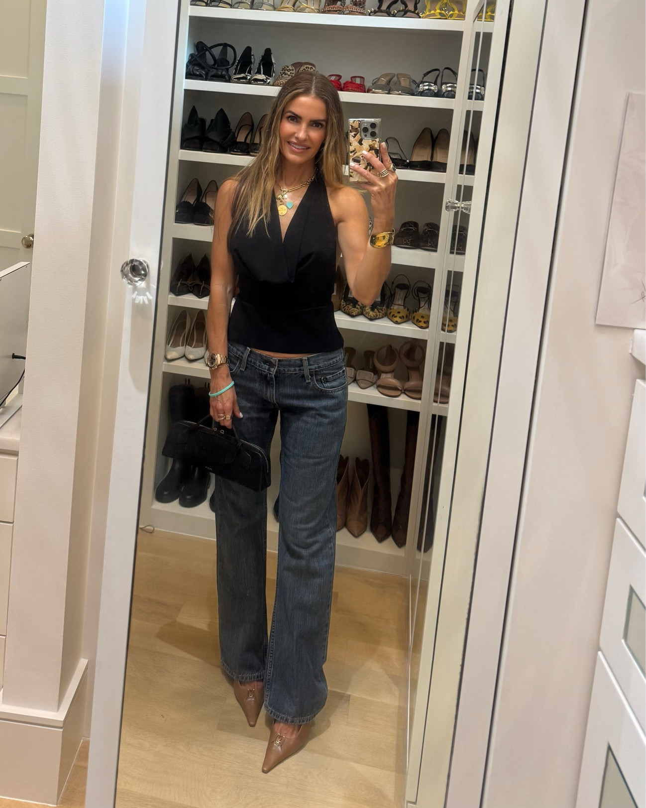 off to celebrate a friends bday at javier’s~ not sure what to wear? grab a chic black blouse, vintage denim, fun heels & bag too🖤

top runs tts wearing a small 

+ grab an eye catching bracelet to finish off the look (linked some i own & love below)

#LTKootd #LTKSaleAlert #LTKgrwm