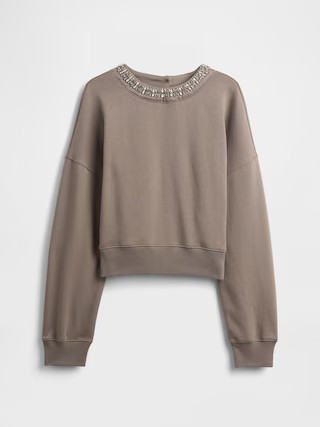 VintageSoft Jewel-Neck Crop Sweatshirt | Gap (US)