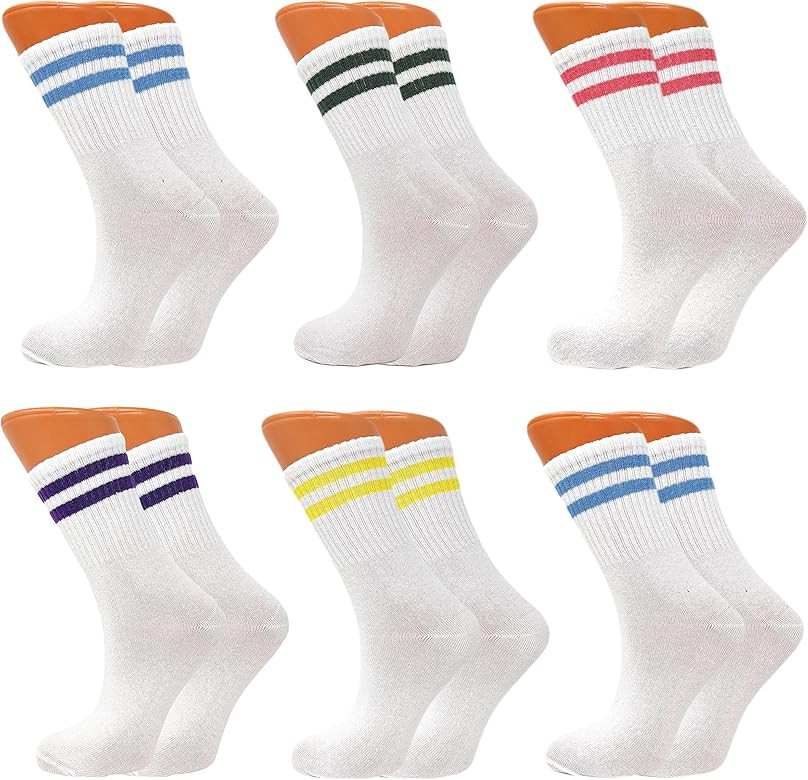 Tennis Crew Socks for Women Cotton Extra Thin and Breathable 6 PAIRS | Amazon (US)