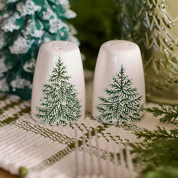 Evergreen Trees Embossed Salt & Pepper Shaker Set | Kirklands Home | Kirklands