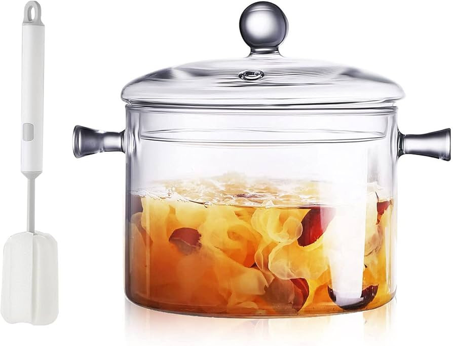 Clear Glass Simmer Pot for Stove Potpourri Cooking Saucepan with Cover Cookware Set Heat-Resistan... | Amazon (US)