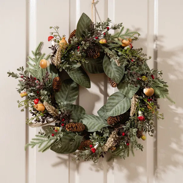 Artificial Autumnal Acorns & Toadstool Wreath | Dunelm