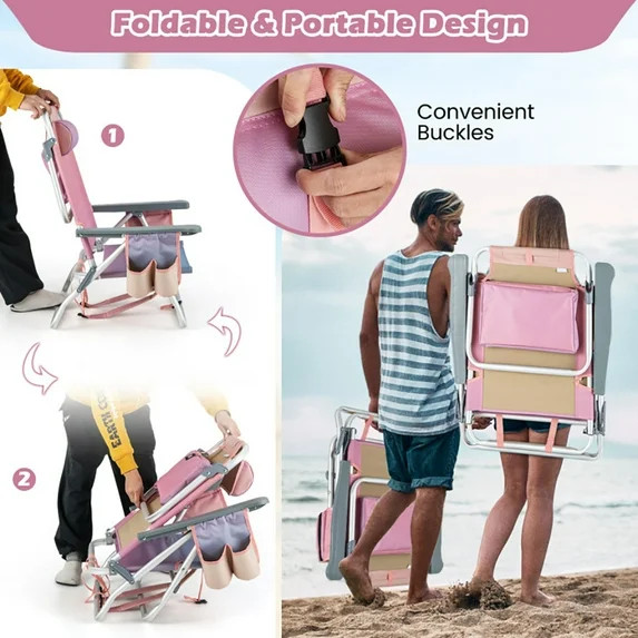 +2View allHero image 2 of Demifill 2-Pack Folding Backpack Beach Chair, Reclining Chairs with 5 D... | Walmart (US)