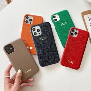 Personalized Iphone 13 Pebble Leather Case Initials Bottom - Etsy | Etsy (US)