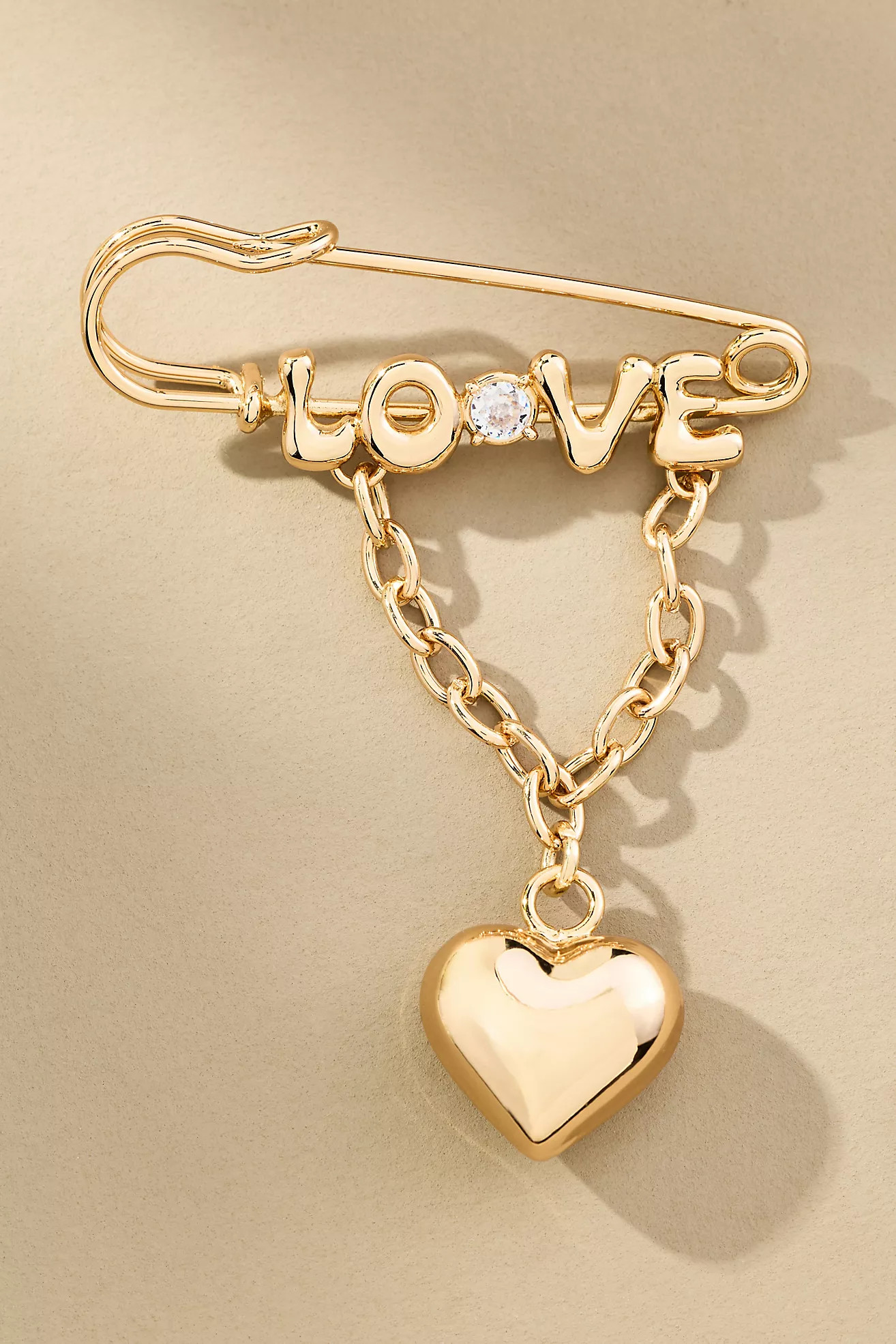 Safety Pin Heart Charm Brooch | Anthropologie (US)