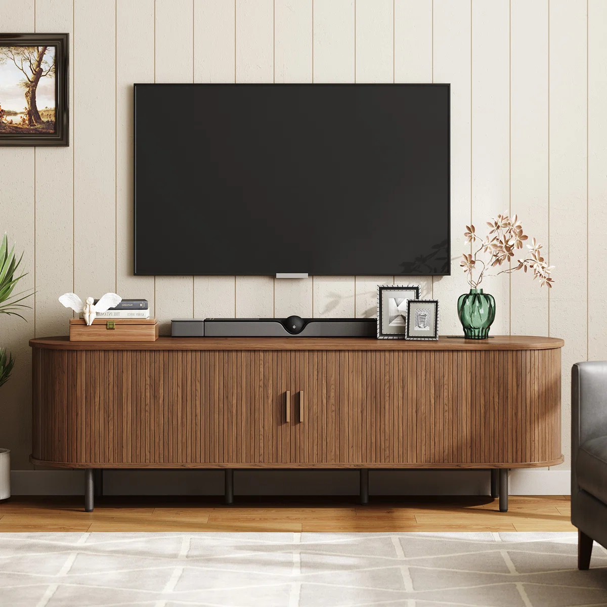 Latitude Run® Tv Stand With Storage And Shelves Designed To Fit 55’’ - 80’’ Tvs. Wood En... | Wayfair North America