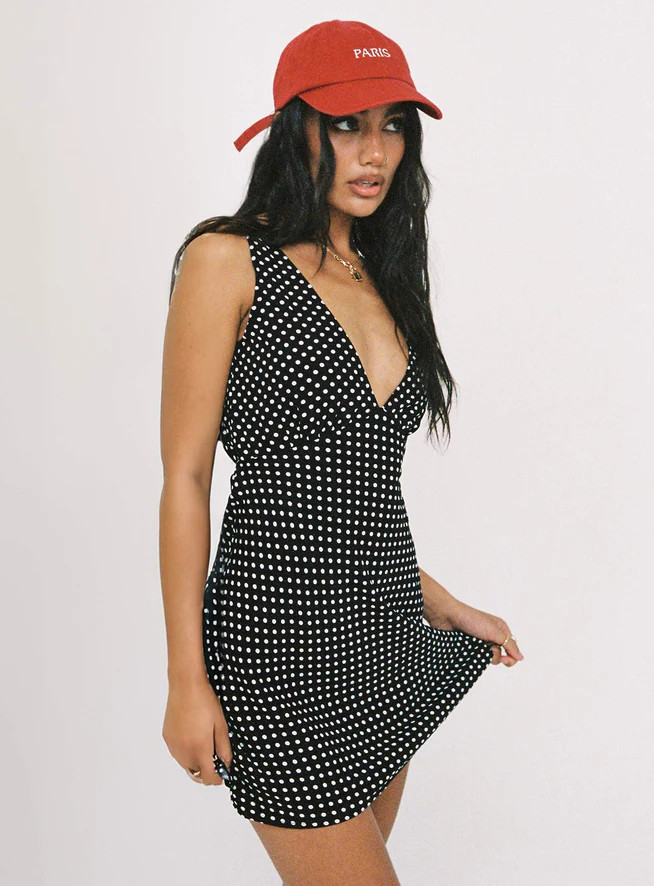 Nellie Mini Dress Black Polka Dot | Princess Polly US