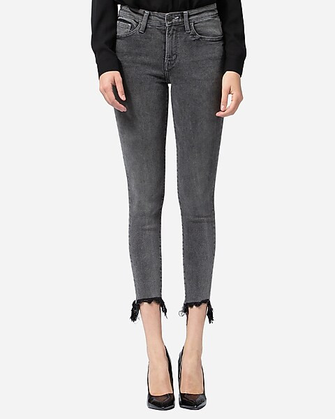 Flying Monkey Mid Rise Raw Hem Cropped Skinny Jeans | Express