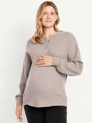 Maternity Oversized Waffle Henley | Old Navy (US)