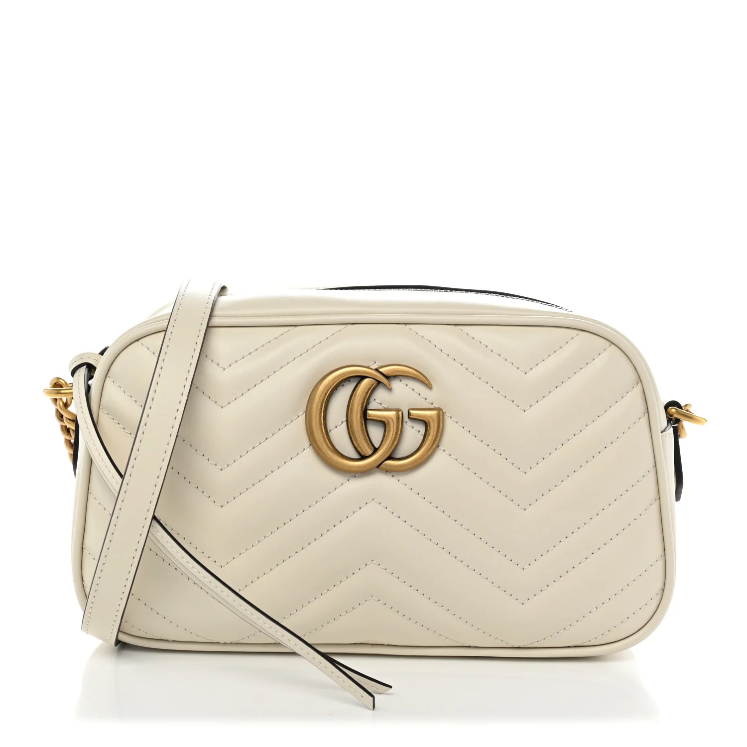 Gucci Calfskin Matelasse Small GG Marmont Chain Shoulder Bag White 1947158 | FASHIONPHILE (US)