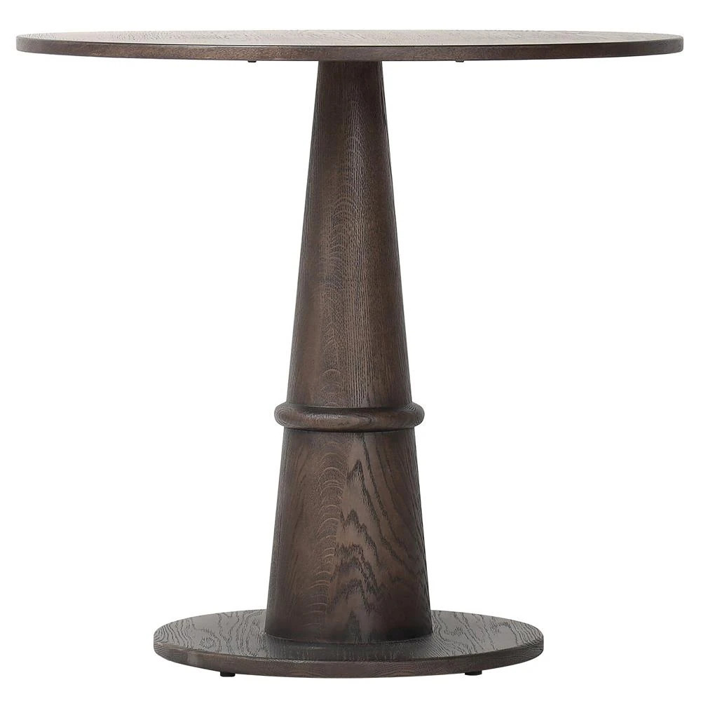 Kane Modern Classic Brown Oak Pedestal Bistro Table - 32" | Kathy Kuo Home