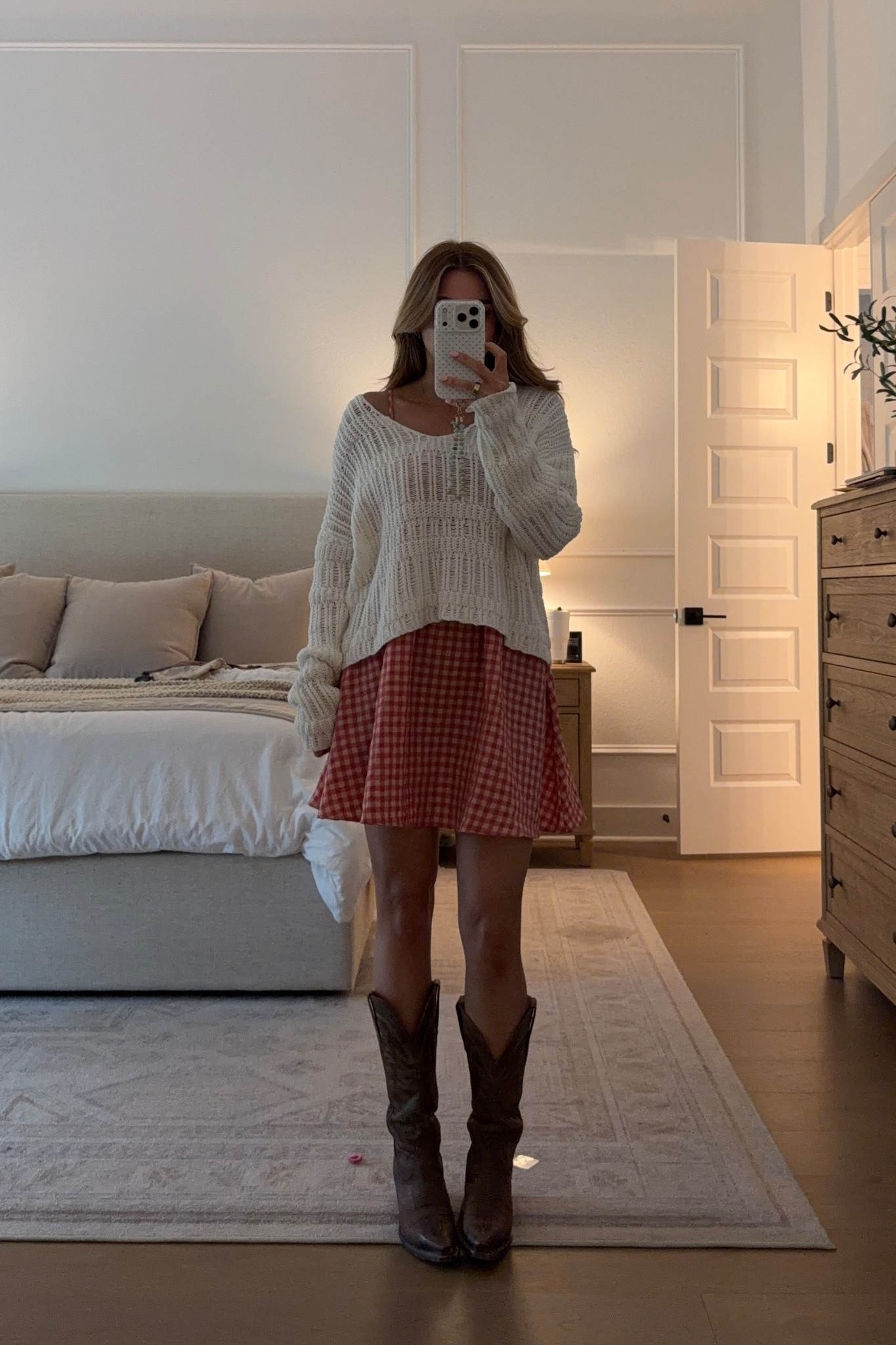 me & lucy’s baseball outfits! i’m wearing an xs in my a dress (code: MICHELEJ40 until 4/13) and xs in my white sweater— (linked similars) exact one is from pink lily, but old! code MICHELE works on the pink lily website tho 🫶🏼