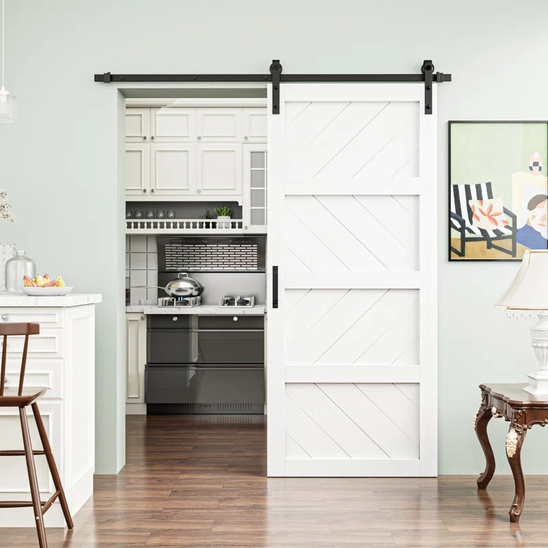 HOZONE Paneled Solid Manufactured Wood Barn Door with Installation Hardware Kit & Reviews | Wayfa... | Wayfair North America