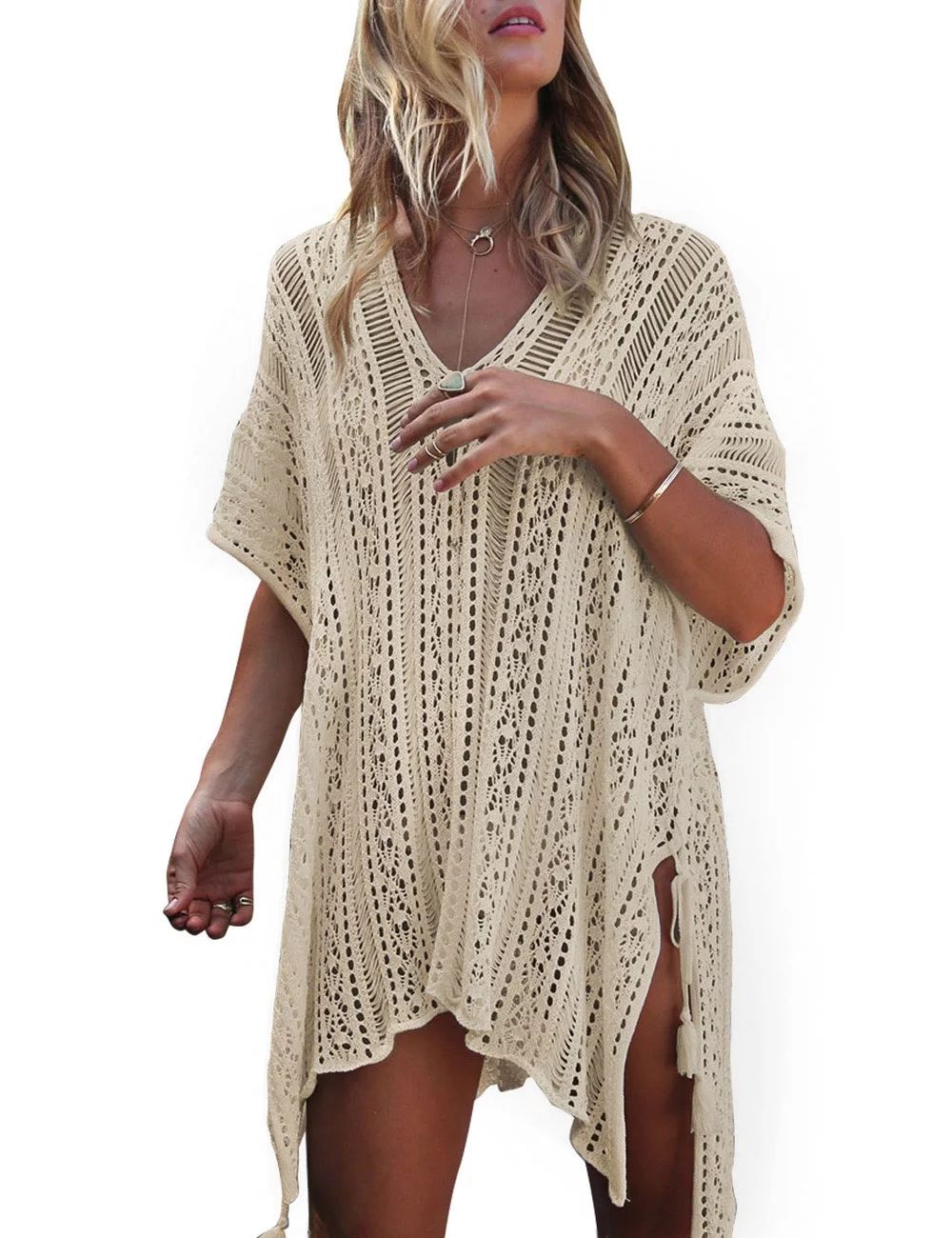 Beach Cover Up for Women Summer Sexy Hollow Out Seethrough Crochet Swimsuit Cover Up Bathing Suit... | Walmart (US)