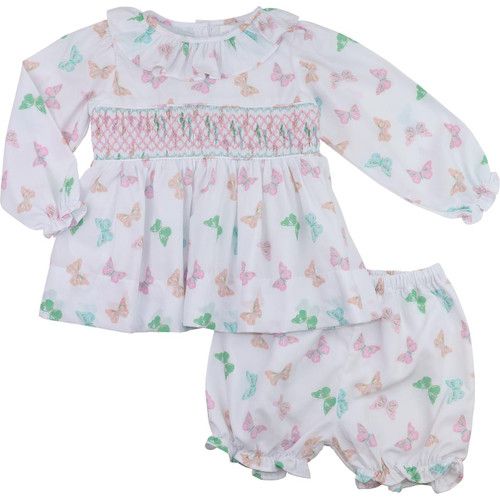 Pastel Butterfly Smocked Bloomer Set | Cecil and Lou