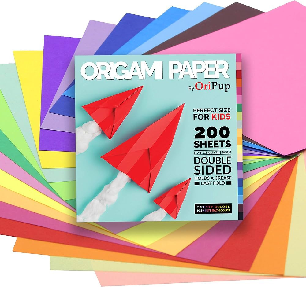 Oripup Origami Paper Double Sided - 200 Sheets in 20 Colors for Crafts - 6x6 inch Colorful Square... | Amazon (US)