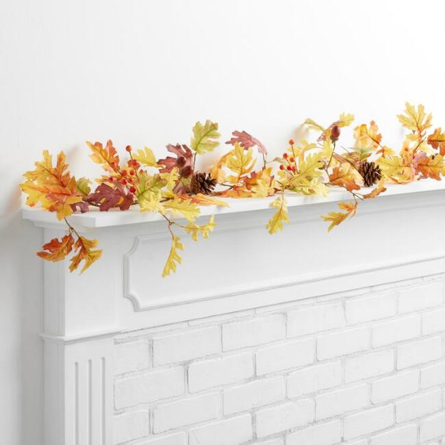 Pier Place Faux Oak Leaf and Berry Garland | World Market