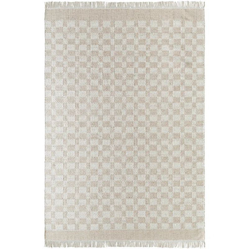 Bartow Checkered Wool Area Rug in Tan/Ivory | Wayfair North America