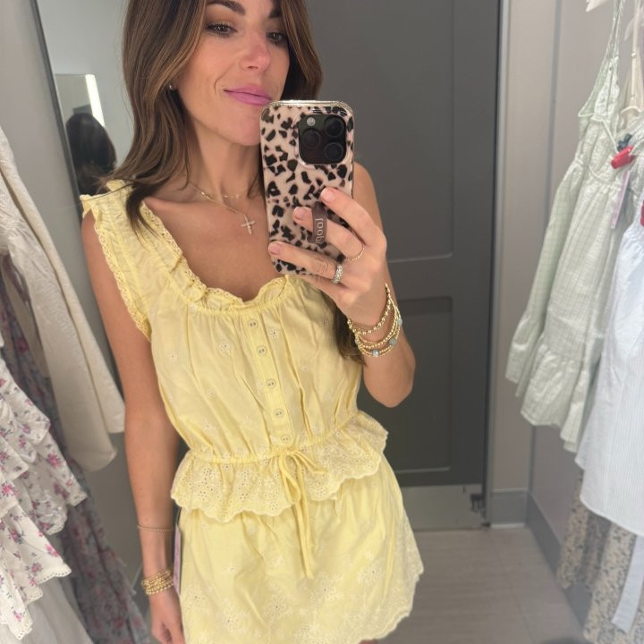 Women's Eyelet Button-Front Tank Top - Wild Fable™ Yellow S | Target