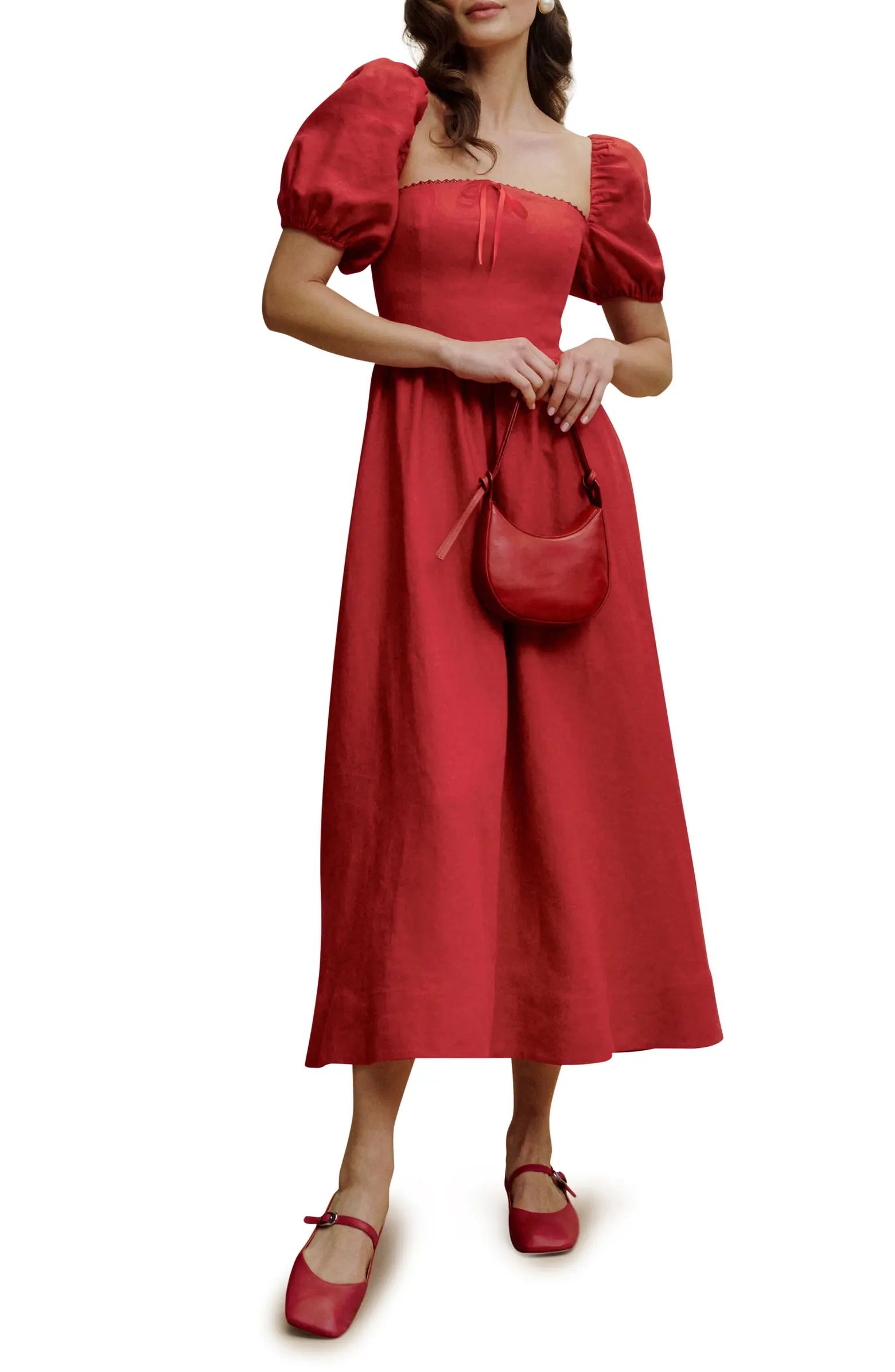 Marella Puff Sleeve Linen Dress | Nordstrom