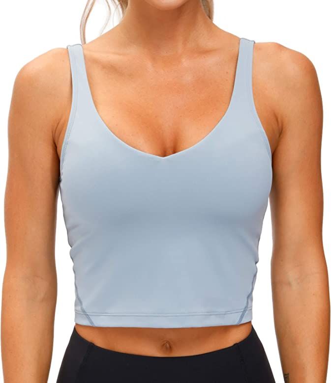 Women’s Longline Sports Bra Wirefree Padded Medium Support Yoga Bras Gym Running Workout Tank T... | Amazon (US)