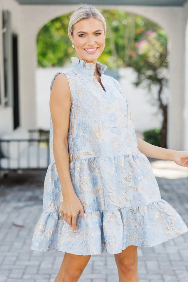 Feminine Joy Light Blue Floral Dress | The Mint Julep Boutique