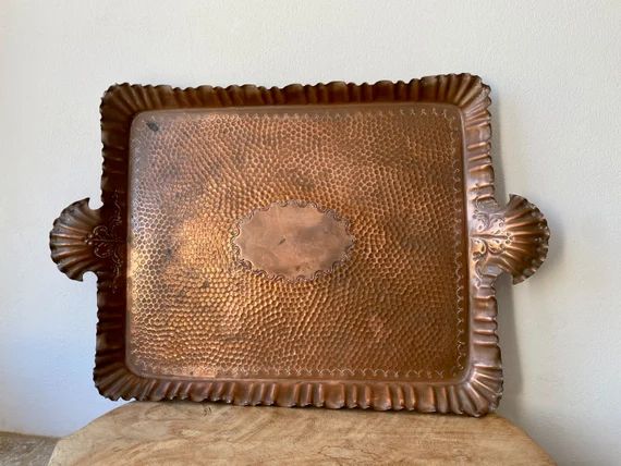 French Vintage Copper Tray Hammered Copper Decorative Tray - Etsy | Etsy (US)
