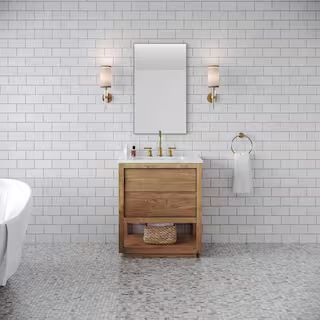 Water Creation Oakman 30 in. W x 22 in. D x 34.3 in. H Single Sink Bath Vanity in Mango Wood with... | The Home Depot