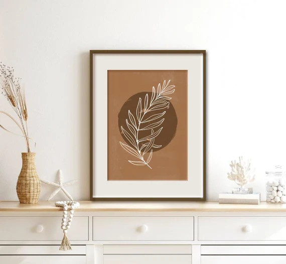 Boho leaves wall art print, botanical printable wall art, abstract botanical print, modern digita... | Etsy (US)