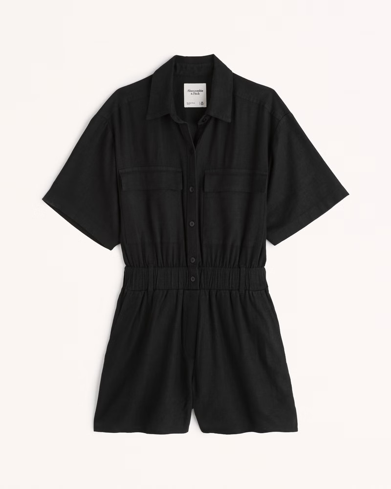 Women's Short-Sleeve Utility Romper | Women's New Arrivals | Abercrombie.com | Abercrombie & Fitch (US)