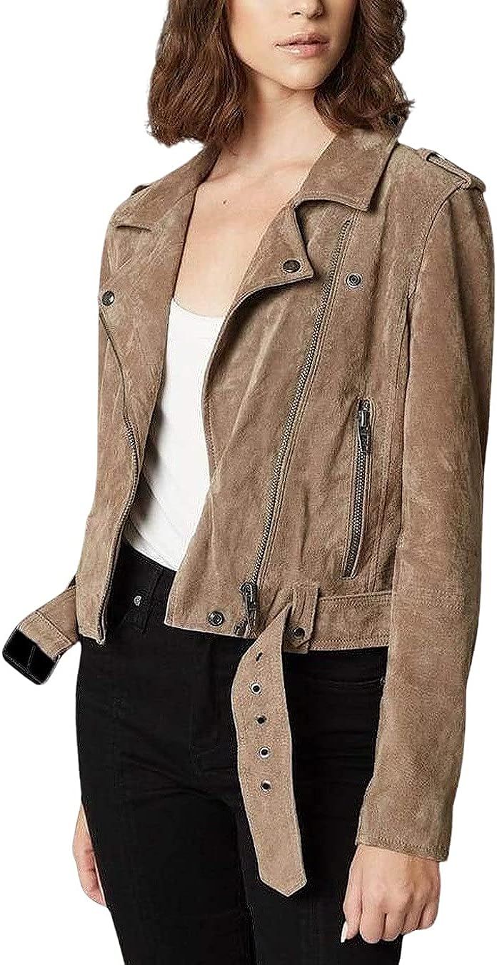 [BLANKNYC] Womens Luxury Clothing Cropped Suede Leather Motorcycle Jackets, Comfortable & Stylish... | Amazon (US)