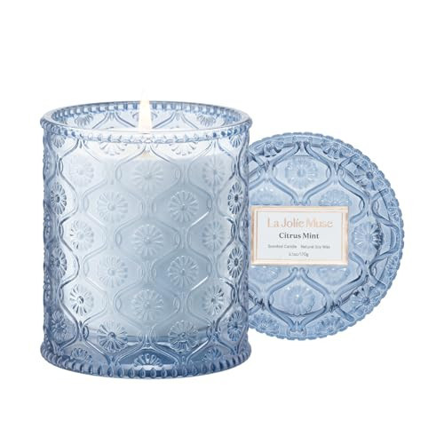 LA JOLIE MUSE Citrus Mint Candle – Yuzu, Mint & Tonka | 6 oz Natural Soy Wax | 40 Hours Clean Burn | Gift-Ready for Hosts | Fresh Citrus Candle | Elegant Home Décor | Amazon (US)