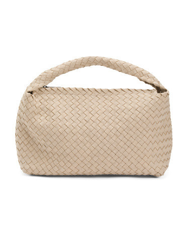 Linen Woven Hobo Bag With Leather Inserts For Women, Linen/Leather | TJ Maxx