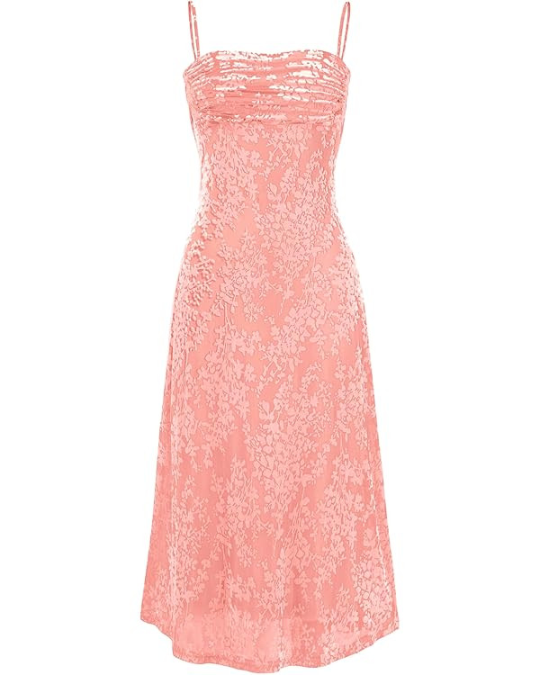 BTFBM Women's Summer Dress Sleeveless Spaghetti Strap Midi Dress Sexy Cowl Neck Floral Cocktail D... | Amazon (US)