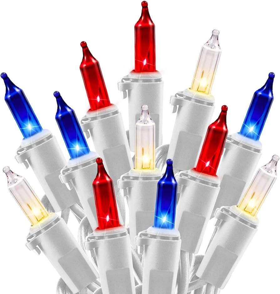 Brightown Red White Blue Christmas Lights - 4th of July Decoration Patriotic Mini Lights, 100 Cou... | Amazon (US)