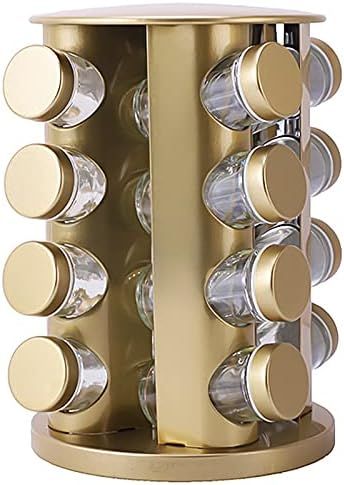 Revolving Countertop Spice Rack 16 Jars Stainless Steel Rotating Tower Seasoning Storage Organize... | Amazon (US)