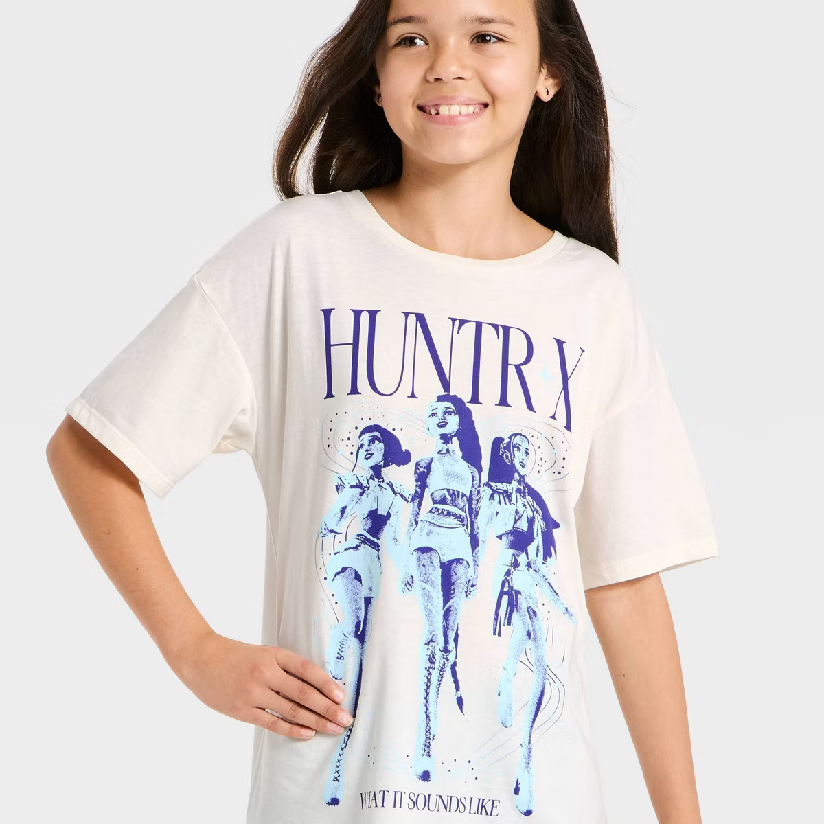 Girls' KPop Demon Hunters Huntrix Mantra Front and Back Graphic Short Sleeve T-Shirt - Ivory | Target