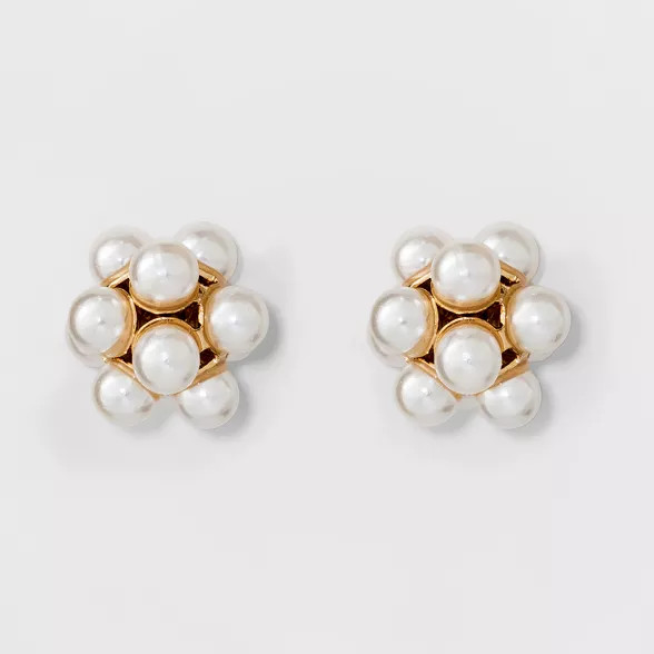 Simulated Pearl Stud Earrings - A New Day™ Gold | Target