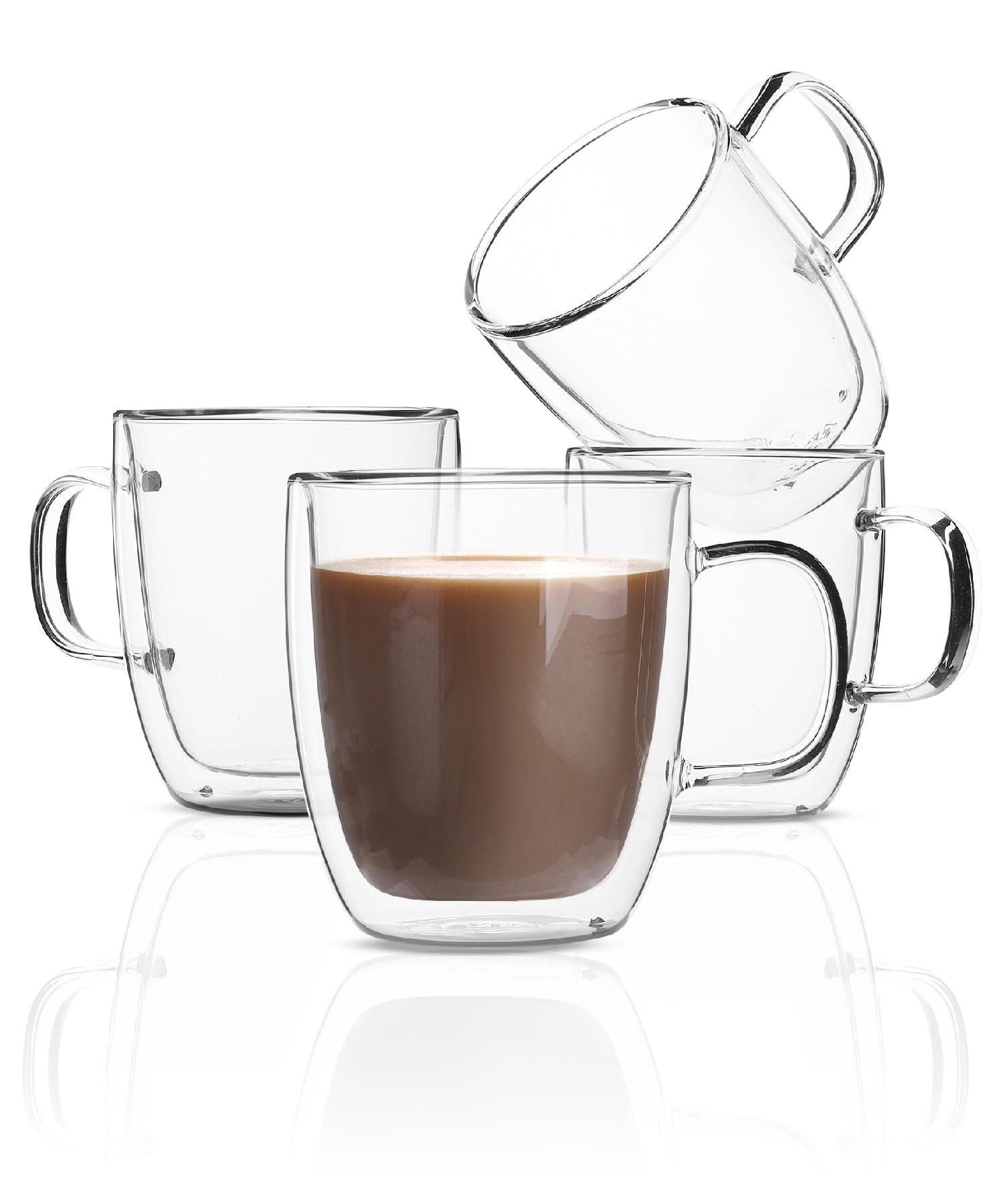 BTaT- Double Wall Glass Coffee Mugs, 12 oz, Set of 4, Clear Latte Cups, Insulated, Christmas Gift... | Amazon (US)